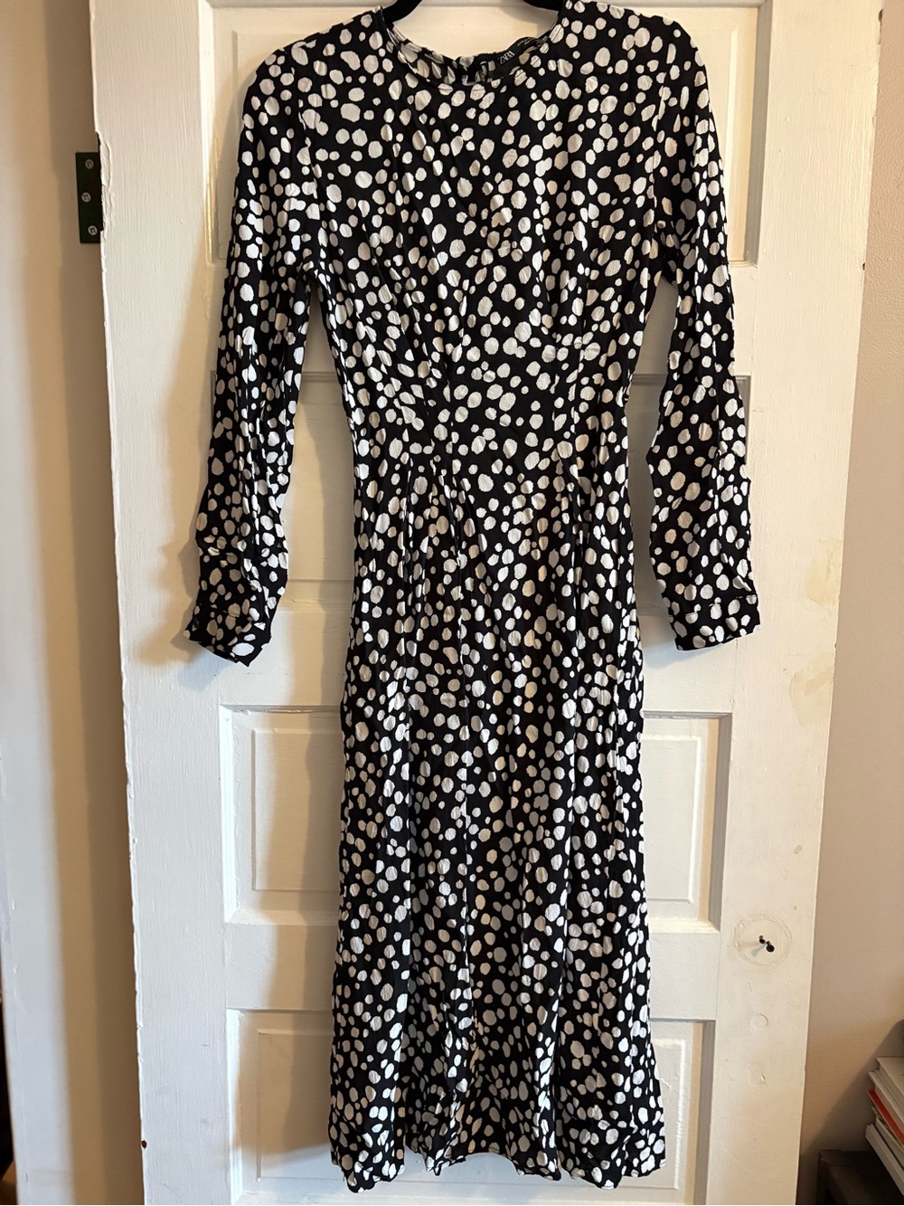 Zara Black and White Polka Dot Maxi Dress S